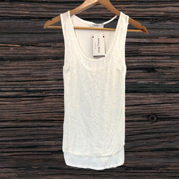 Angela Mara White Sleeveless Tank Top NWT - Picture 1 of 4